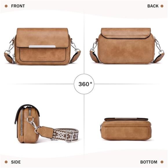 Small Crossbody Bag with Card Slots Camel - Picture 4 of 6